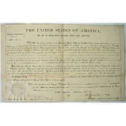 FY391 GENERAL LAND OFFICE GRANT WITH 2 ANDREW JOHNSON NAMES, SEAL & DATED 1866,