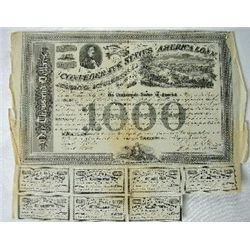 MWF912A Confederate $1000 war bond dated Feb. 20, 1863