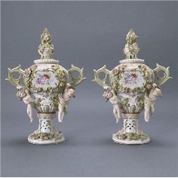 FY161  PAIR OF JAPANESE CANDREA S FLORAL PORCELAIN VASES