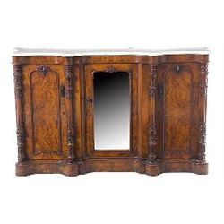 Victorian burl walnut marbletop server late 19th century,
