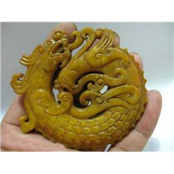 MWF1480 Fine Handcarved Jade Dragon carved Statue