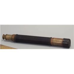 FY49 BRASS ONE-DRAW TELESCOPE WITH LEATHER COVERED BARREL