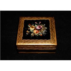 MWF1350 Antique Hand Painted Wood Trinket Box