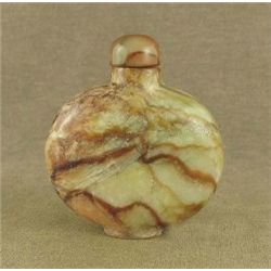 MWF1261 Chinese Jade Snuff bottle, Brown and Gold Banded