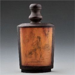 Unusual Handcarved Chinese Old Ox Bone Snuff Bottle depecting a woman MWF1066