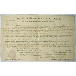 FY392 GENERAL LAND OFFICE GRANT WITH 2 LINCOLN NAMES SEAL DATED 1863, Overall ex