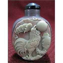 MWF1179 ? Zi Tao? Jade Stone Carved Snuff Bottle - Chook