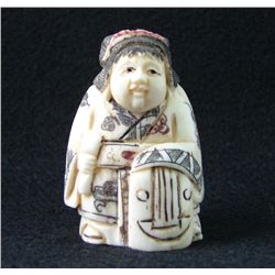 MWF1542E Handcarved Ox Bone Netsuke Figure