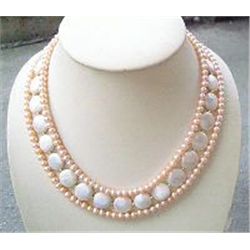 Delightful 6-7MM Pink Pearls and White Coin Pearl Necklace MWF1071