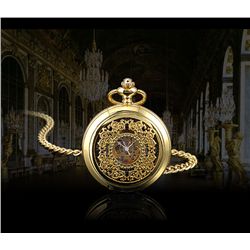MWF1415 Excellent Golden Mechanical Skeleton Mens Pocket Watch