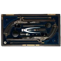 MWF1344 A CASED PAIR OF 40 BORE CONTINENTAL RIFLED PERCUSSION TARGET PISTOLS,