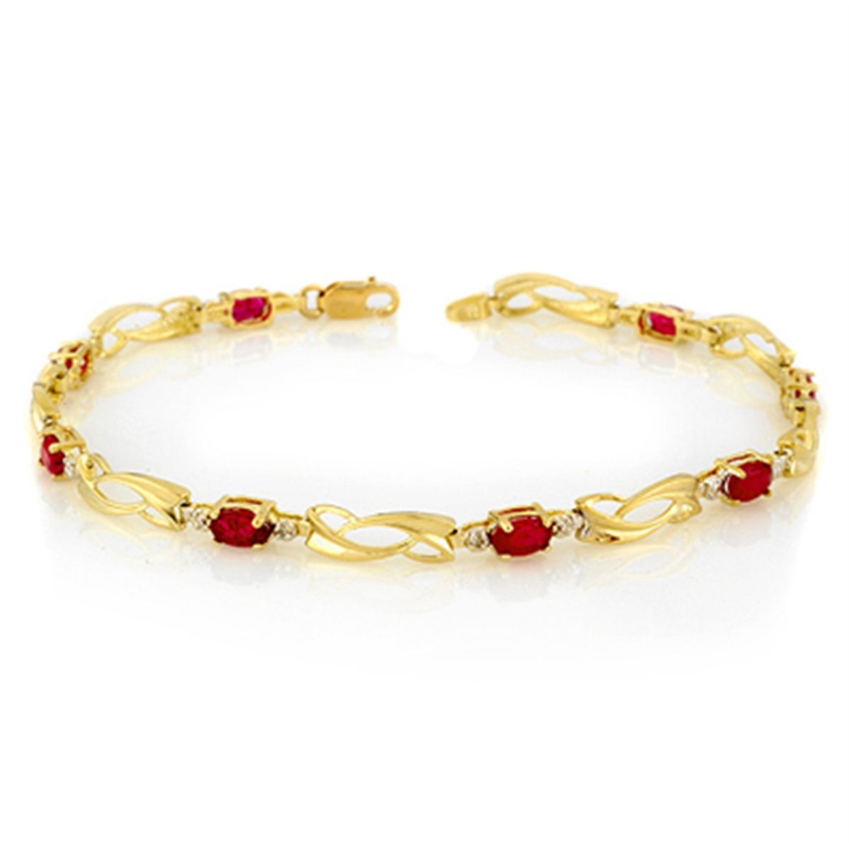 Genuine 2.62 ctw Ruby & Diamond Bracelet Yellow Gold