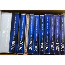 u.s. proof sets of 2000's all originals