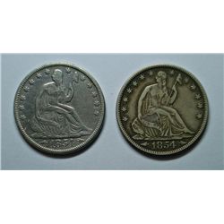 1854PO w /arrows Seated Liberty half $