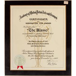 An Academy of Motion Picture Arts and Sciences Certificate of Nomination for "The Alamo."... (Total: