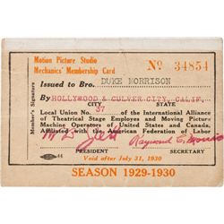 A Motion Picture Studio Mechanics' Membership Card, 1930.... (Total: 1  )