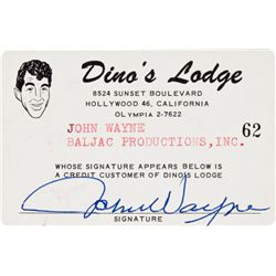 A Twice-Signed 'Dino's Lodge' Membership Card, 1962....