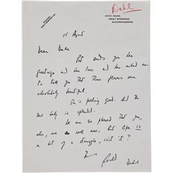 A Roald Dahl Handwritten Letter, Circa 1966.... (Total: 1  )