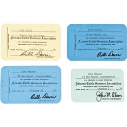 Four '26 Bar Ranch' Membership Cards, 1960s-1970s....