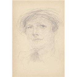 John Butler Yeats RHA (1839-1922) - PORTRAIT OF A LADY DIRECTLY ENGAGING THE ARTISTS