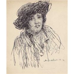 John Butler Yeats RHA (1839-1922) - SIDE PROFILE OF A LADY AND LADY WITH HAT [ANDALUSIA]