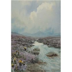 William Percy French (1854-1920) - BROOK BEFORE MOUNTAINS OF MOURNE, 1910