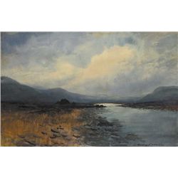 William Percy French (1854-1920) - PARTING CLOUDS OVER BOGLAND RIVER