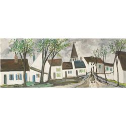 Markey Robinson (1918-1999) - WHITE-WASHED VILLAGE WITH MOTHER AND CHILD