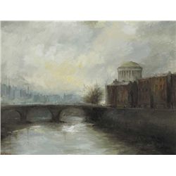 Leo Earley (1925-2011) - VIEW OF THE FOUR COURTS, DUBLIN