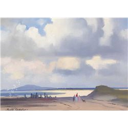 John Skelton (1923-2009) - FIGURES AND DOG ON A BEACH