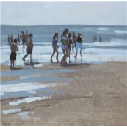 John Morris (b.1958) - FRIENDS OUT FOR A WALK, INCH BEACH, 2006
