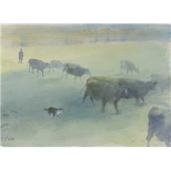 Tom Carr HRHA HRUA ARWS (1909-1999) - MILKING TIME