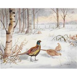 Robert W. Milliken (b.1920) - PHEASANTS IN THE SNOW