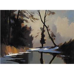 John Skelton (1923-2009) - WINTER REFLECTIONS, THE POND, MARLEY PARK, 1983