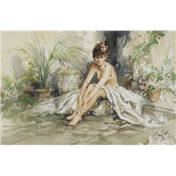 Gordon King (b.1939) - A SHELTERED CORNER and DEEP IN THOUGHT (A PAIR)