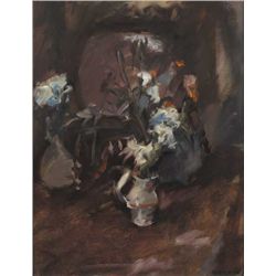 Brian Ballard RUA (b.1943) - STILL LIFE WITH VASES AND FLOWERS, c.1975