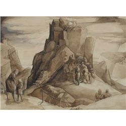 John Luke RUA (1906-1975) - FIGURE IN LIGHTHOUSE RUINS