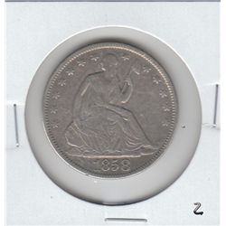 1858 SEATED HALF DOLLAR 50c NICE DETAILS