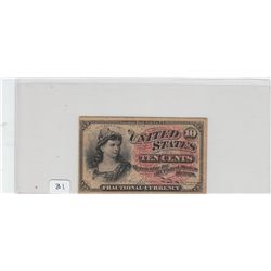 BEAUTIFUL 10 CENT FRACTIONAL CURRENCY 1863
