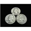 Image 1 : 3 ASSORTED 1930'S WASHINGTON SILVER QUARTERS