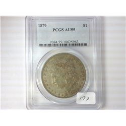 1879 MORGAN SILVER DOLLAR PCGS AU55