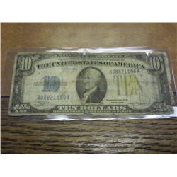 WELL USED 1934-A $10 SILVER CERTIFICATE N. AFRICA