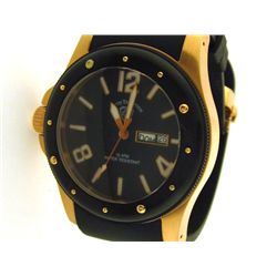 Swiss Tradition Mens Rose Gold Black Rubber Watch