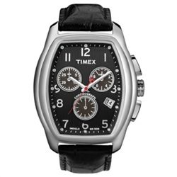 Timex T Series Mens Chronograph Black Leather Strap Watch