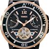 Image 4 : Timex Mens SL Automatic Black Leather Bracelet Watch T2M931