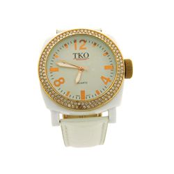 TKO ORLOGI Women's TK551-WT Milano Ice Swarovski Crystal Accented Plastic Case Watch