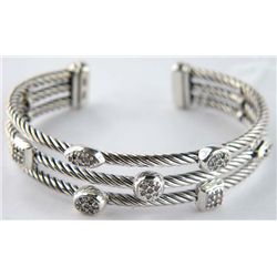 David Yurman Silver Diamond Bangle