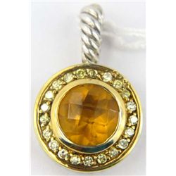 David Yurman 18K Yellow Gold&Silver Diamond Citrine Pendant