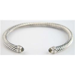 David Yurman Silver Lemon Citrine & Diamond Bangle