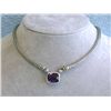 Image 1 : Silver Necklace with Gold and Amethyst